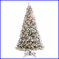 9' Flocked River Mountain Pine Artificial Christmas Tree, Pinecones, LED 9' Flocked River Mountain Pine Artificial Christmas Tree, Pinecones, LED
