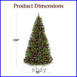 9 Foot Pre-Lit Artificial Spruce Christmas Tree with Multicolored LED Lights