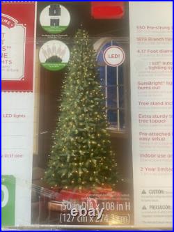 9' Foot Pre Lit Williams Slim Pine Led Clear Lights Christmas Tree