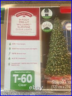 9' Foot Pre Lit Williams Slim Pine Led Clear Lights Christmas Tree