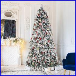 9 Ft Pre-lit Christmas Tree Snow Flocked with Colorful 900 LED Lights Holiday