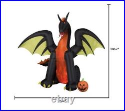 9 Ft Projection Animated Fire & Ice Dragon Inflatable Halloween Decoration