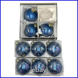 9 Jim Marvin Blue Iridescent Glass Ball Ornaments 4 Lot Taiwan