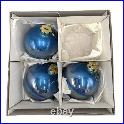 9 Jim Marvin Blue Iridescent Glass Ball Ornaments 4 Lot Taiwan