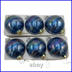 9 Jim Marvin Blue Iridescent Glass Ball Ornaments 4 Lot Taiwan