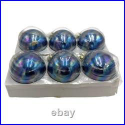 9 Jim Marvin Blue Iridescent Glass Ball Ornaments 4 Lot Taiwan
