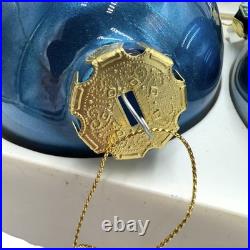 9 Jim Marvin Blue Iridescent Glass Ball Ornaments 4 Lot Taiwan