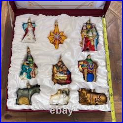 9 Piece Boxed Nativity Blown Glass Christmas Ornaments by Old World Christmas