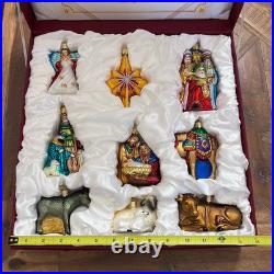 9 Piece Boxed Nativity Blown Glass Christmas Ornaments by Old World Christmas