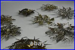 9 Vintage Aluminum Snowflake Christmas Tree Ornaments OOAK Handmade MCM Metal
