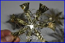 9 Vintage Aluminum Snowflake Christmas Tree Ornaments OOAK Handmade MCM Metal