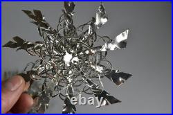 9 Vintage Aluminum Snowflake Christmas Tree Ornaments OOAK Handmade MCM Metal