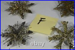 9 Vintage Aluminum Snowflake Christmas Tree Ornaments OOAK Handmade MCM Metal