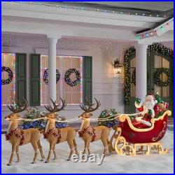 9 ft Giant Santa's Sleigh with Reindeer Holiday LED Yard Decoration UNIT IN HAND