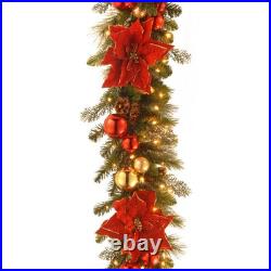 9 ft. Pre-Lit Decorative Collection Holiday Garland with Clear Lights, Plug-In