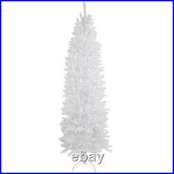 9-ft Pre-lit Pencil White Artificial Christmas Tree with Clear Incandescent Ligh