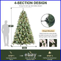9 ft Prelit Artificial Snow Tips Christmas Tree With 700 Lights 122 Pinecones