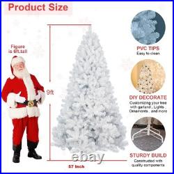 9ft Artificial White Christmas Tree Unlit Spruce Xmas Tree with 1910 Branch Tips