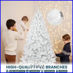 9ft Artificial White Christmas Tree Unlit Spruce Xmas Tree with 1910 Branch Tips