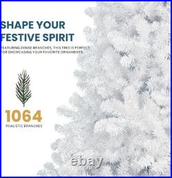 9ft Artificial White Christmas Tree Unlit Spruce Xmas Tree with 1910 Branch Tips