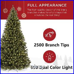 9ft Christmas Tree with Light Artificial Holiday Decor Tree 2500 Branch 650 LED