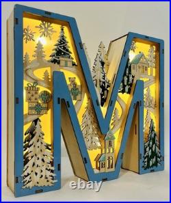 ANTHROPOLOGIE Monogram Wonderland Light-Up Scene Christmas Letter M UNUSED