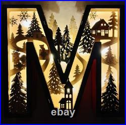 ANTHROPOLOGIE Monogram Wonderland Light-Up Scene Christmas Letter M UNUSED