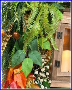 AUTUMN DAYS Fall Farmhouse Pumpkins Lantern Rustic Country PREM 33L Door Wreath
