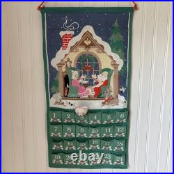 AVON Countdown to Christmas ADVENT CALENDAR Fabric with Mouse 24x12 VINTAGE EUC
