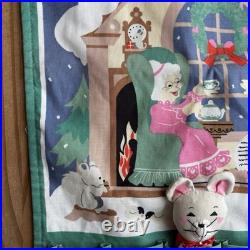 AVON Countdown to Christmas ADVENT CALENDAR Fabric with Mouse 24x12 VINTAGE EUC