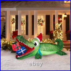 Airblown Inflatables Christmas 9 Foot Gator with Gift Scene, by Holiday Time