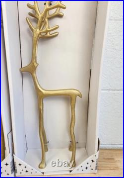 Aldi Merry Moments Sculpted Reindeer Gold Set of 3 FREE SHIPPING