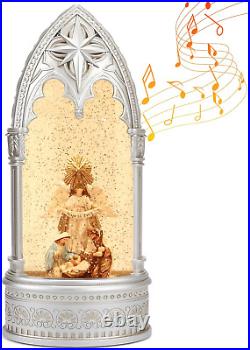 Angel Snow Globe Christmas Decorations Lantern, Glittering Lighted Plug-In, 3 AA