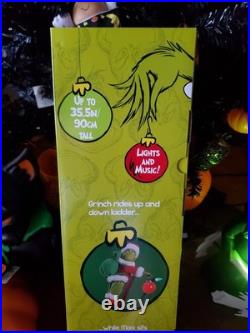 Animated Musical LED Grinch Utility Sleigh Christmas Tree Side Decor. New