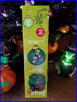 Animated Musical LED Grinch Utility Sleigh Christmas Tree Side Decor. New