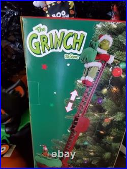 Animated Musical LED Grinch Utility Sleigh Christmas Tree Side Decor. New