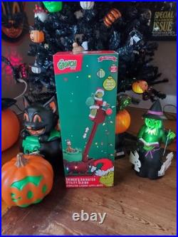 Animated Musical LED Grinch Utility Sleigh Christmas Tree Side Decor. New