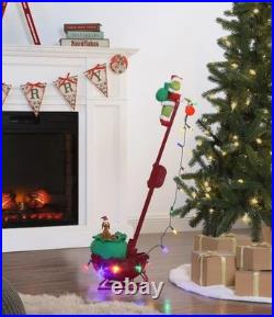 Animated Musical LED Grinch Utility Sleigh Christmas Tree Side Decor. New