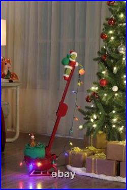 Animated Musical LED Grinch Utility Sleigh Christmas Tree Side Decor. New