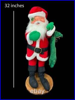 Annalee Mobilitee 32 Santa Claus Green Sack Doll Decor Statue Christmas 1990 Annalee Mobilitee 32 Santa Claus Green Sack Doll Decor Statue Christmas 1990