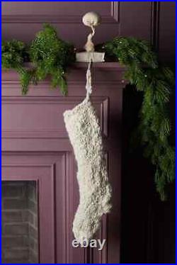 Anthropologie Chunky Knit Wool Stocking Holiday Christmas Cream Nepal OrganicNEW