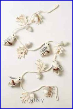 Anthropologie Garland FELTED OWL Leaves Holiday Wool Neutral Ivory Rope 6' NWT Anthropologie Garland FELTED OWL Leaves Holiday Wool Neutral Ivory Rope 6' NWT
