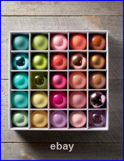 Anthropologie Glass Ball Ornaments Rainbow SET 25 Bulb Christmas Metallic 3 NEW
