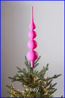 Anthropologie Glass Finial Tree Topper Bubble Barbie Pink Christmas Decor NEW