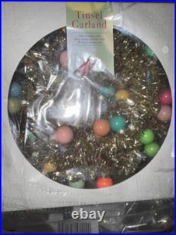 Anthropologie Good Cheer Mini Bauble Ornament Tinsel Garland 15ft Christmas