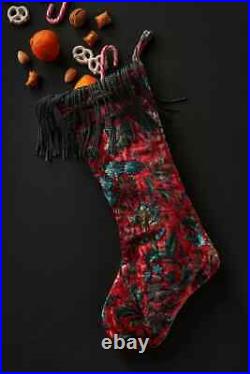 Anthropologie House Hackney Velvet Stockings Fringe Tassel Bead Dorsey SET 3 NEW