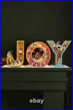 Anthropologie JOY Monogram Wonderland Light-Up Scene Christmas Letter SET 3 NEW