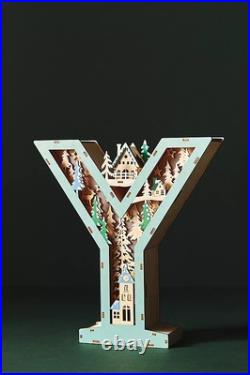 Anthropologie JOY Monogram Wonderland Light-Up Scene Christmas Letter SET 3 NEW