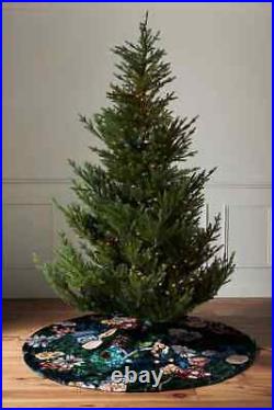 Anthropologie Jaya Tree Skirt Velvet Flora Fauna Peacocks Botanical Opulent NEW