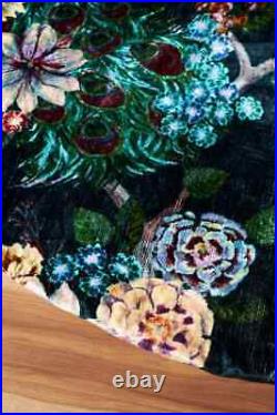 Anthropologie Jaya Tree Skirt Velvet Flora Fauna Peacocks Botanical Opulent NEW